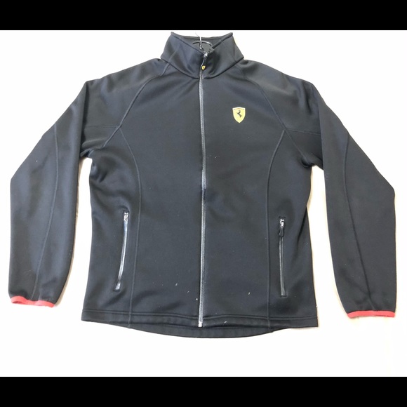 Ferrari Mens Zip Up Sweater Black - Size Medium - Picture 1 of 5